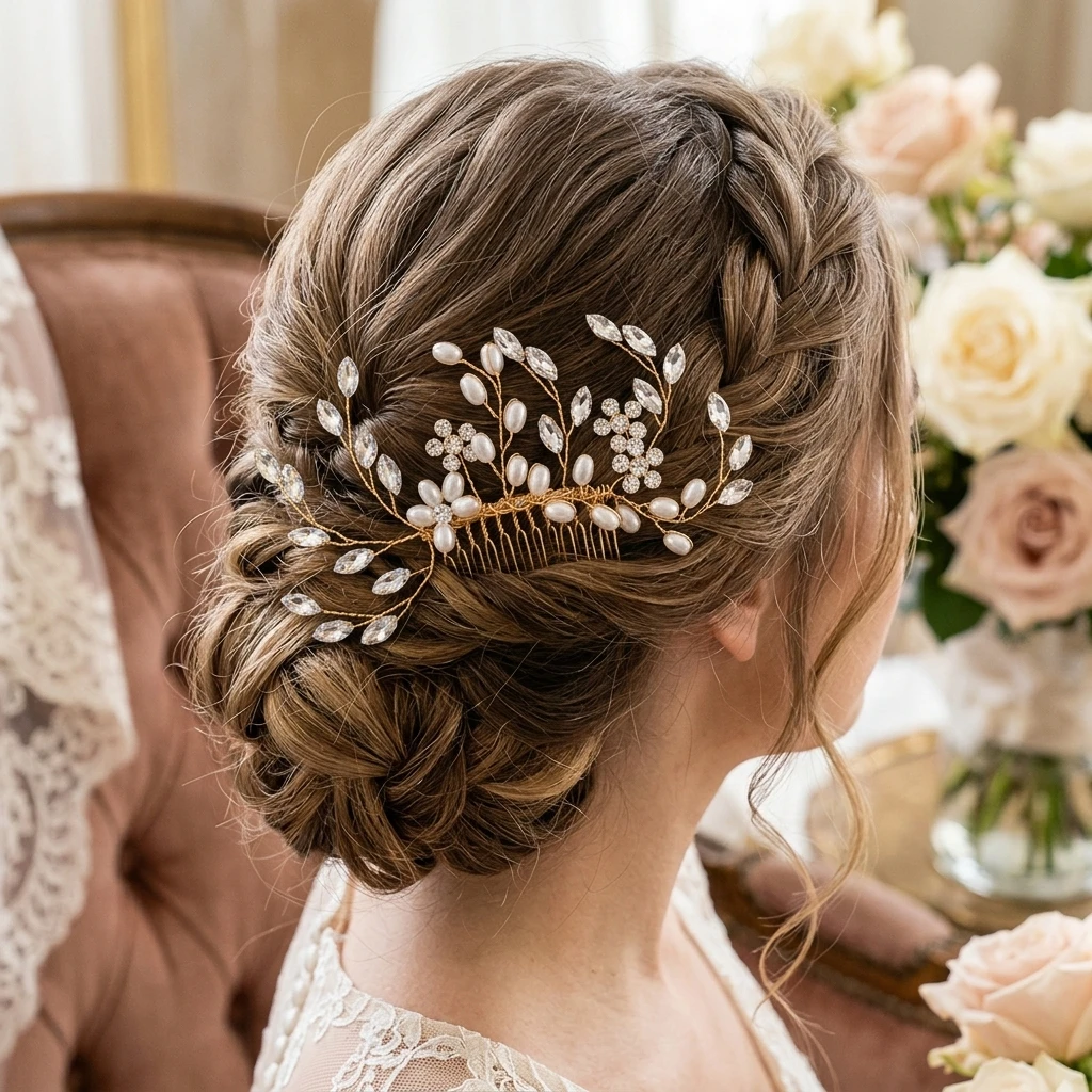 

Silver Color Pearl Crystal Wedding Hair Combs Party Rhinestone Hairpin Headband Tiara Wedding Bridal Hair Accessories Jewelry
