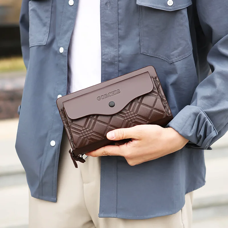 

Мужской длинный деловой кошелек «рука об руку», чтобы заставить сумку из искусственной кожи, портативный кошелек с двойной молнией и несколькими картами