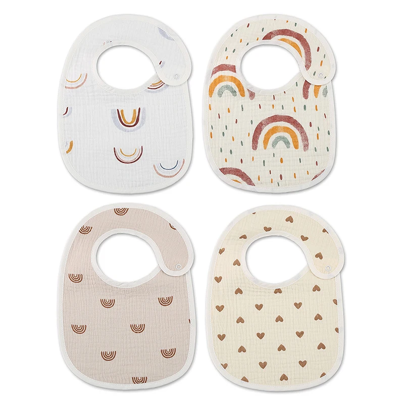 

2PCS/Set Cute Print Baby Bibs Summer Thin Soft Cotton Newborn Boy Girl Feeding Burp Cloth Cartoon Kids Saliva Towel