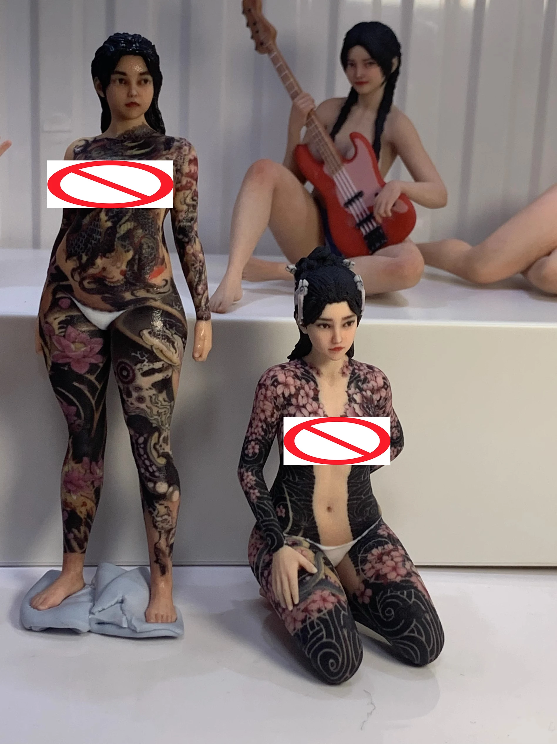 1/16 مقياس أنثى الشكل اليابانية الوشم المحارب ياكوزا الساموراي تمثال واقعي نموذج سيارة مشهد صغير جمع لعبة لتقوم بها بنفسك هدية