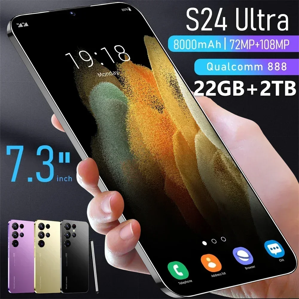 

Hot New S24 Ultra Smart phone 7.3 inch Full Screen 4G/5G Cell Phone 22TB+2TB 7800mAh Mobile Phones Global Version Celulares