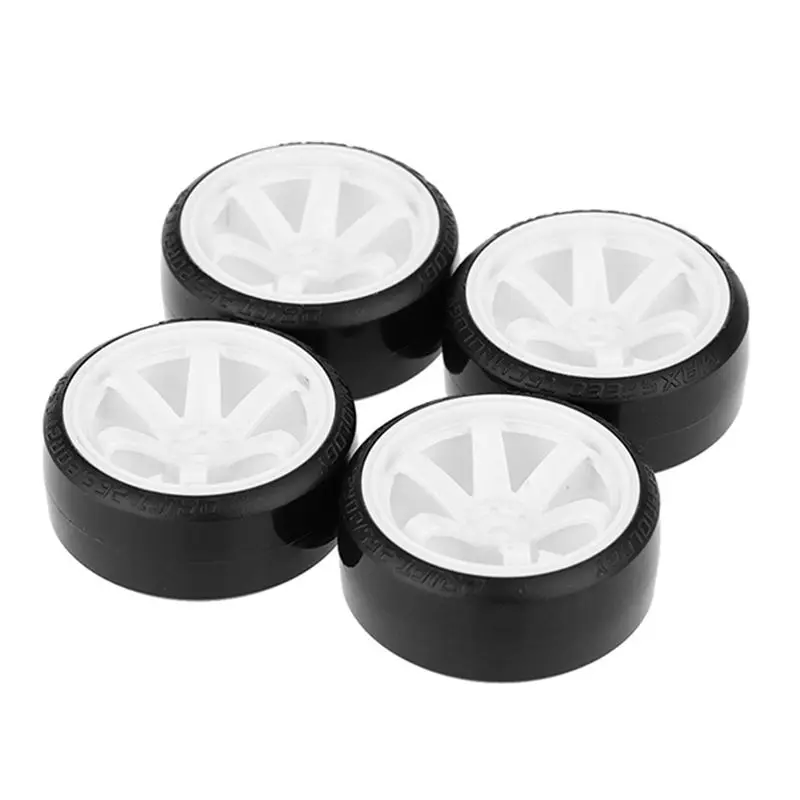 FBIL-8Pcs Drift Car Tire Wheel Rim Hard Wheel Tyre For 1/10 Traxxas HSP Tamiya HPI Kyosho Drifting RC Car White