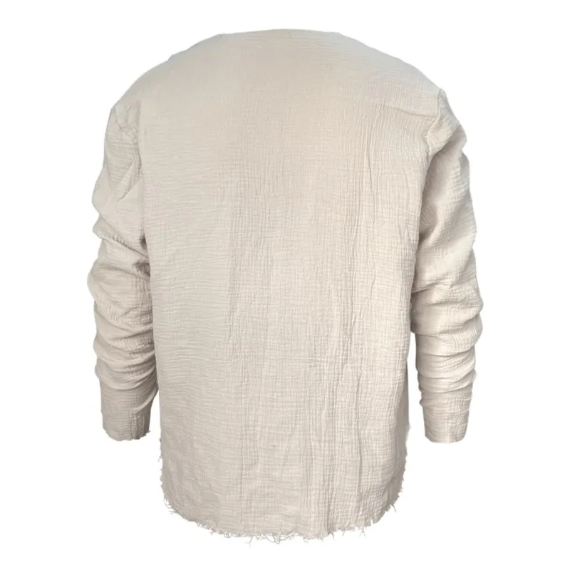 Spring and Fall Men's Viking Style Summer Shirts for Beach Wear Casual Shirts Pure Fake Cup-shaped Long Sleeved V-neck Tops 2026
