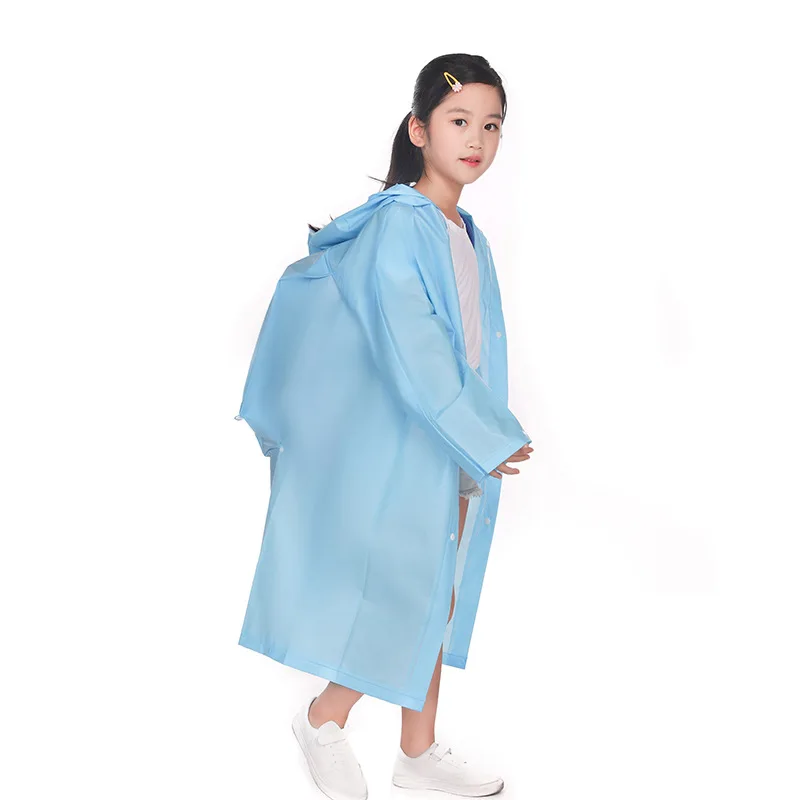 Children's Student Raincoat Scenic Spot Tourist Mountaineering Hiking Outdoor Thickened Non-Disposable Frosted with Schoolbag Ra