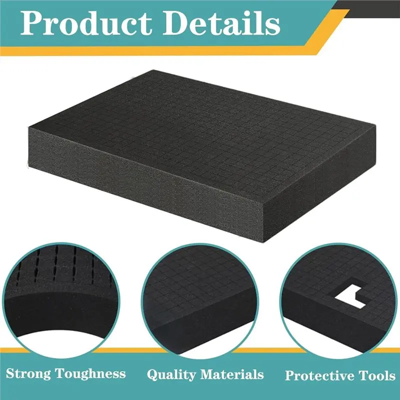A93Z Foam Insert For Tool Box, Camera Case For Transport, 4Pcs Foam Cut, 405 X 305 X 25 Mm Grid Foam, Foam For Packaging, DIY
