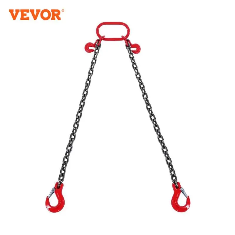 VEVOR 3T Chain Sling 6 ft Heavy Duty Lifting Chains with 2 Leg Grab Hooks G80 for Engine Manual Hoist Lifting Tool