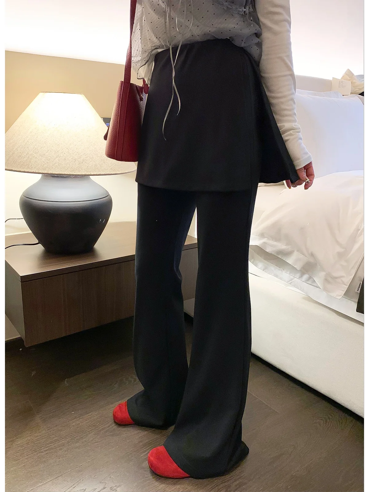 

Black Design Casual Pants Women's Spring 2026 New Style Slimming Micro Flared Pants High Waist Flared Legs Commute Style