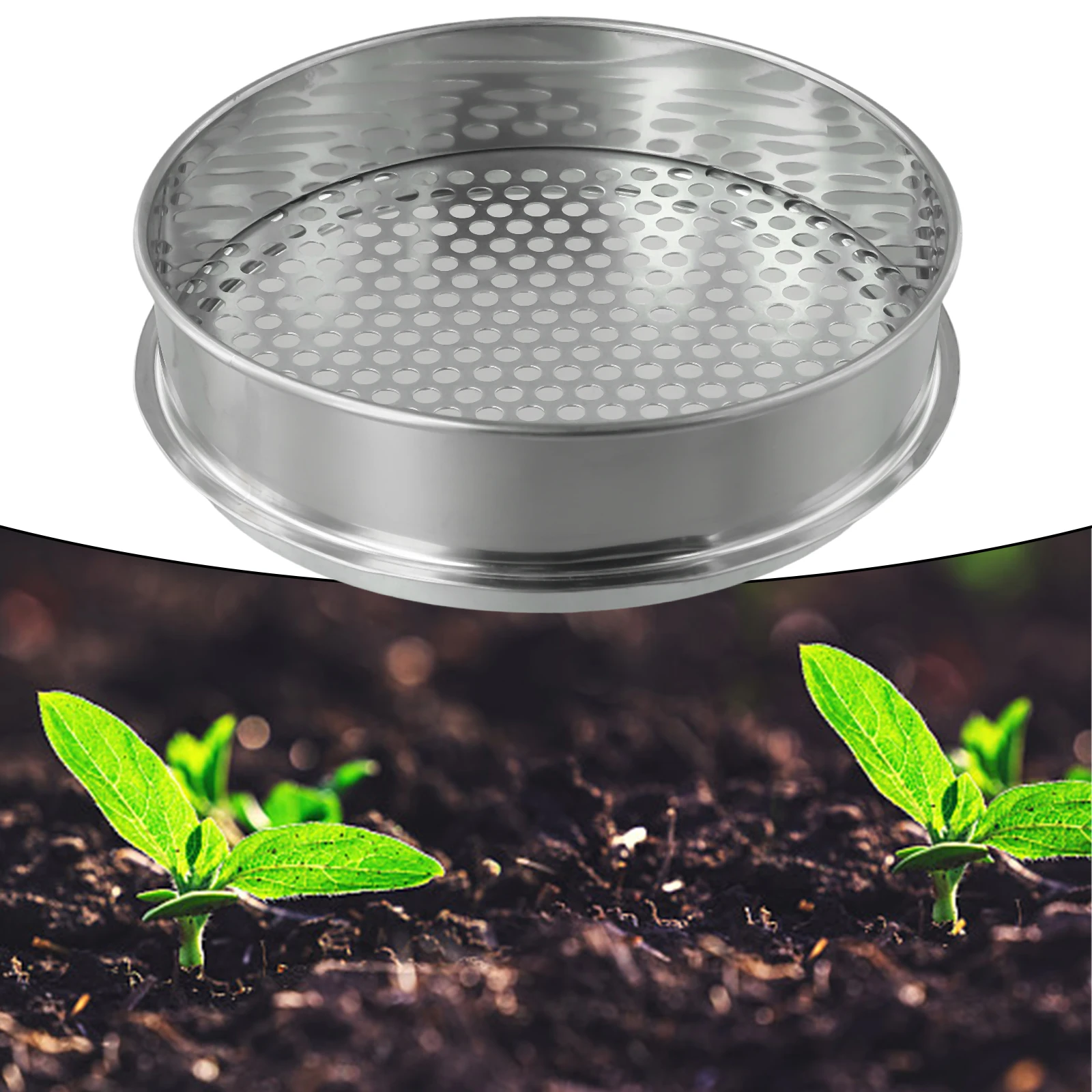 Metal Home Garden Plants Riddle Soil Sieve, Silver Color, 6mm/7mm/12mm Hole Size, Effective Coarse Material Separation