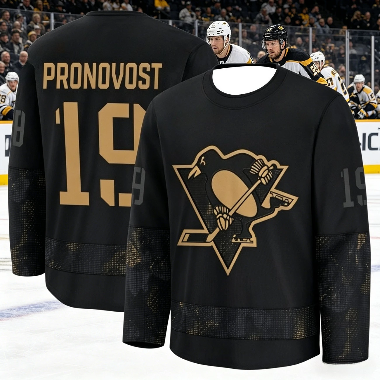 Men's Ice Hockey Training Suit - Penguin Team 3D Printed Breathable Moisture-Wicking Black Long-Sleeved Basketball Jersey Kids
