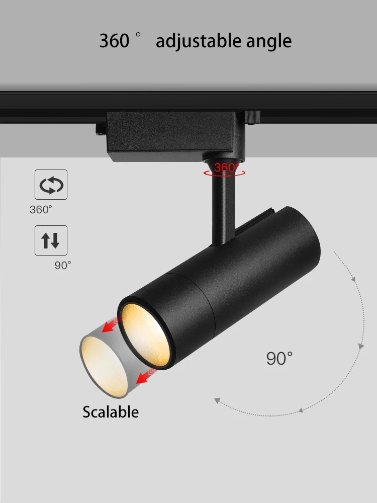 Oświetlenie szynowe Led regulacja ostrości reflektor z zoomem do montażu na suficie lampa punktowa szyny COB Foco do domu w restauracji sklepowej