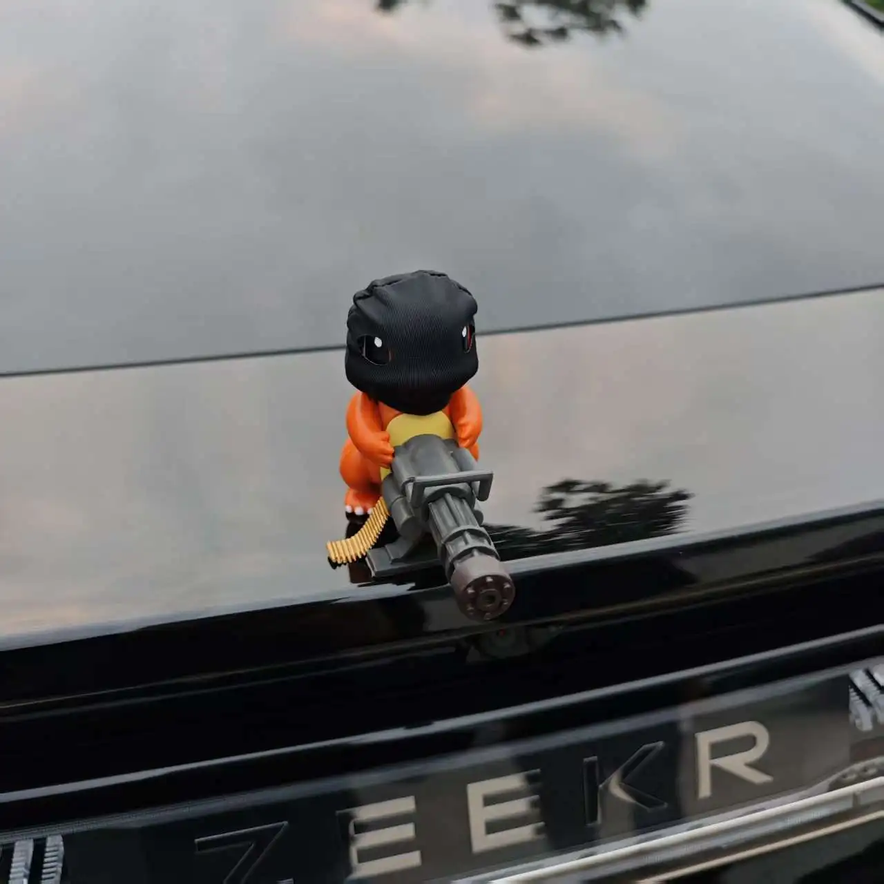 9cm Charmander Car Rear Figurine Road Bandit Gatling Car Dashboard Decoration Doll Toy Funny Interesting Toy - view 6