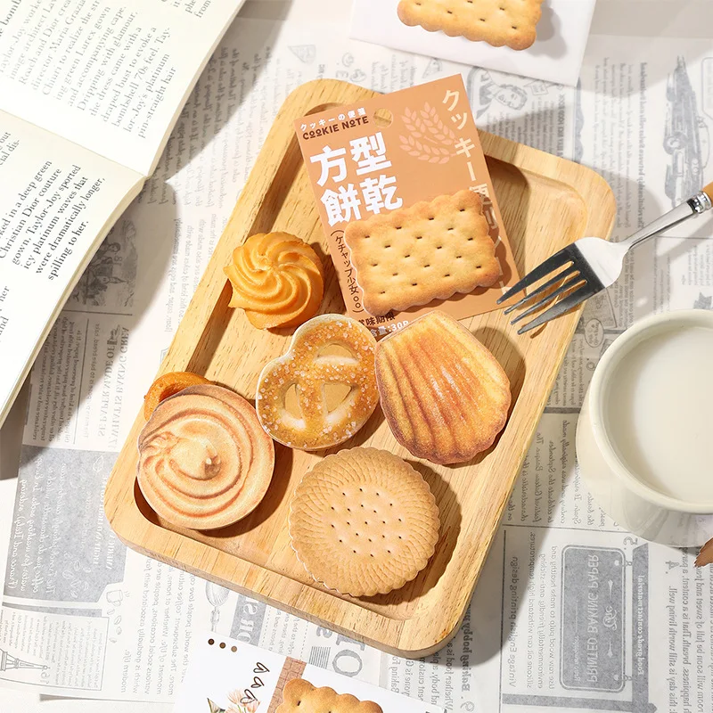 30pcs/set Creative Design Cookies Sticky Note Simulation Biscuit Cute Scrapbooking Memo Pad Funny Mini Notepad Student Supplies