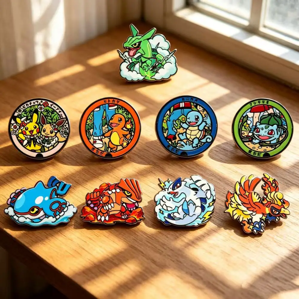 Image of 9-teiliges Set bunter Anime-Monster-Emaille-Anstecknadeln, niedliche Cartoon-Metallbroschen für Rucksäcke, Kleidung, Fangeschenke für Fans
