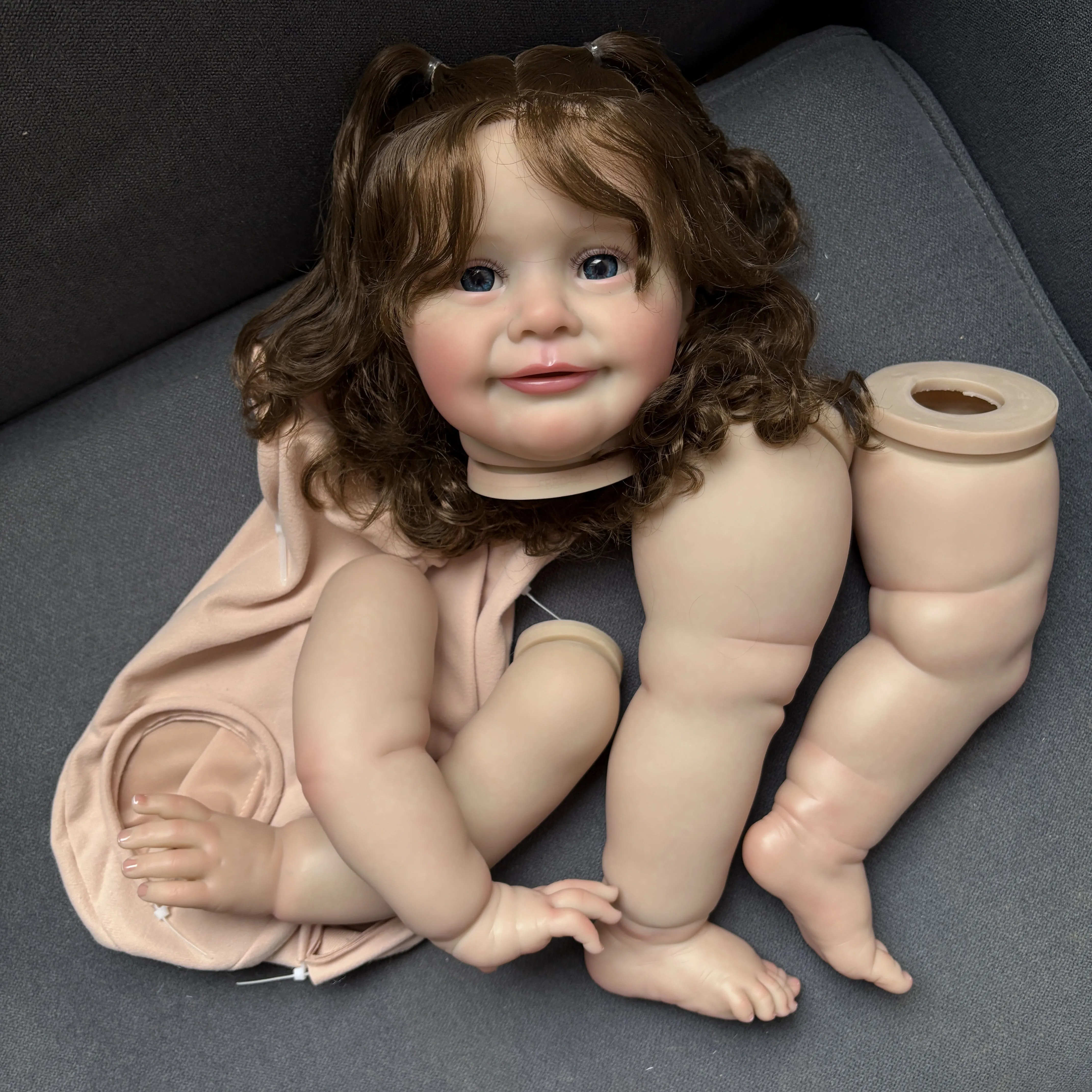 Reborn Doll Kit Zoe 25inch Handmade Unassembled Multiple Layers Painting Lifelike Baby Parts With Visible Veins Hand-Root Hair image 3