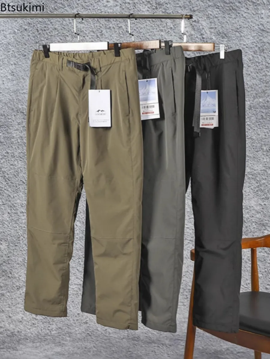 

Thiened флисовые теплые повседневные брюки для мужчин, зимние уличные ветрозащитные водонепроницаемые брюки-карго, прямые спортивные штаны для походов и скалолазания, мужские