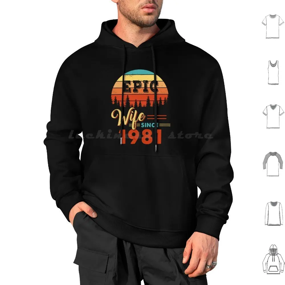 Epic Wife Since 1981-41St Wedding Anniversary 41 Years Hoodie cotton Long Sleeve Anniversary Wedding Anniversary 41St