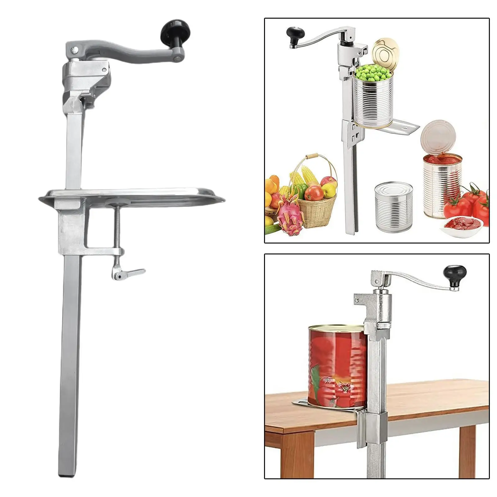 Manual Tabletop Can Opener Manual Tin Adjustable Height Industrial Can Opener with Clamp Base for Kitchen Hotel