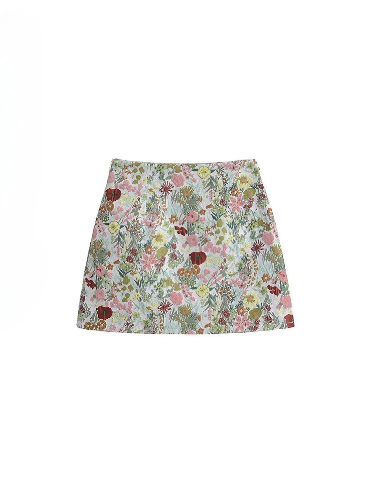 

Women's Niche Heavy Industry Jacquard Anti-exposure Ethnic Style Short Skirts Summer High Waist Slim A-line Wrapped Hip Skirt