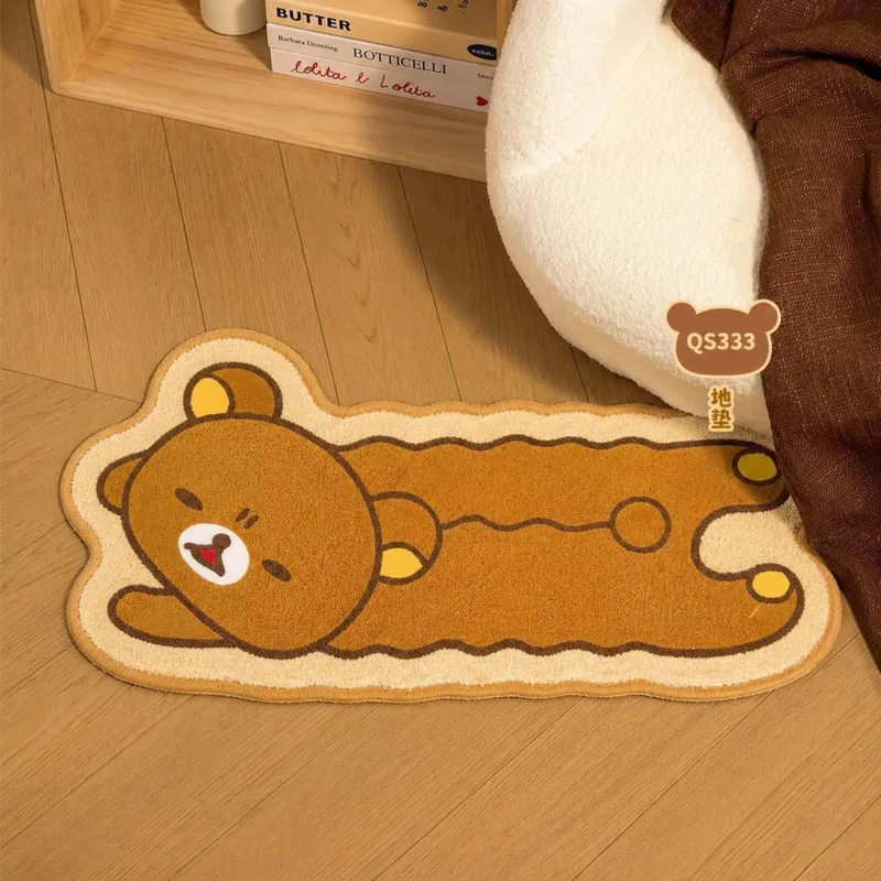 Rilakkuma Thickened Absorbent Plush Floor Mat Cartoon Bear Non Slip Door Rug Bedroom Bathroom Entrance Carpet Bedside Doormat view 5