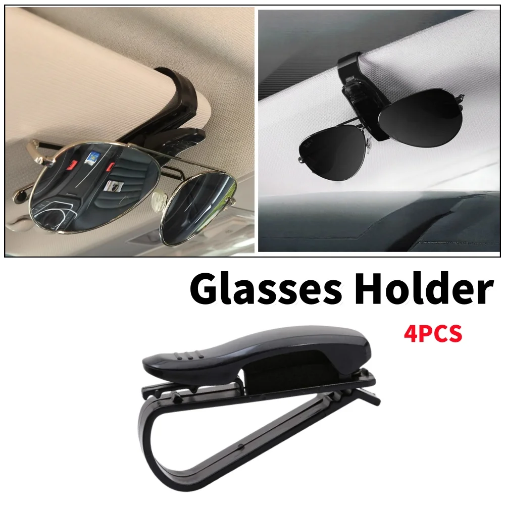 

4Pcs Car Glasses Holder Car Interior Universal Visor Clip Sunglasses Ticket Holder Storage Clip Holder Hanger Storage
