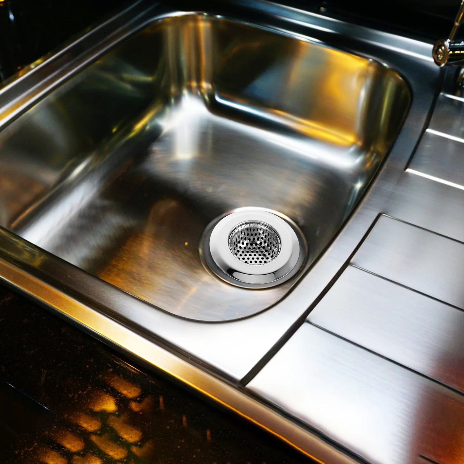 

2 шт. фильтр для кухонной мойки, сито для раковины из нержавеющей стали для легкого слива и защиты от засорения, уловитель еды с гладкими изогнутыми краями