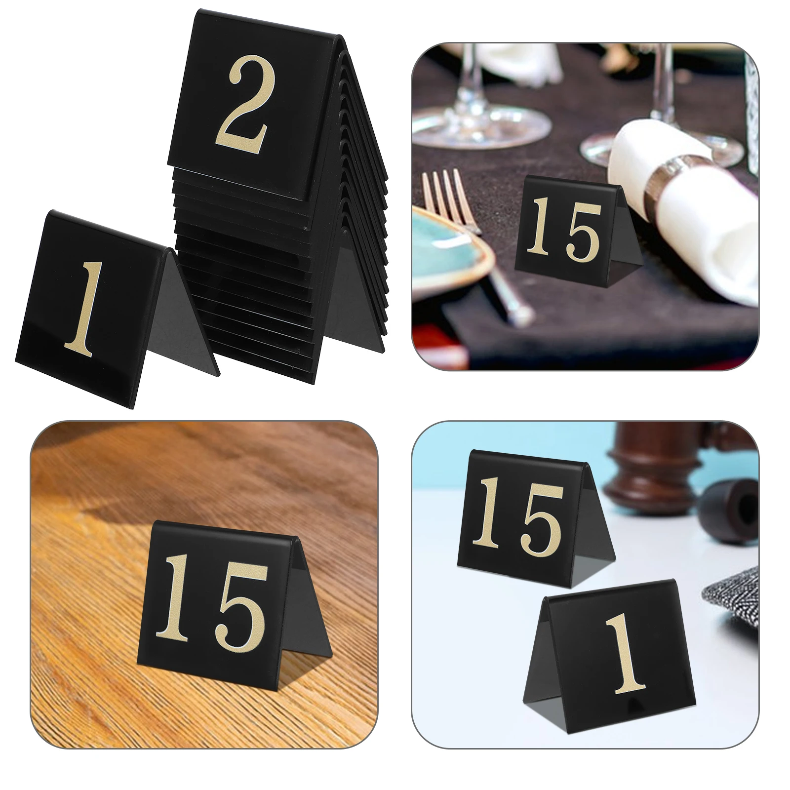 

15pcs Acrylic Table Numbers Double Sided Restaurant Crime Scene Markers Evidence Detective Black Numbers