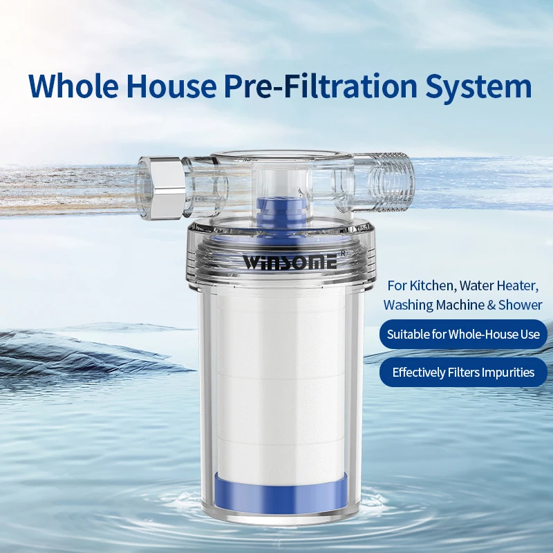 Home water heater pre filtration system, universal bathroom shower head, faucet, purifier filter element
