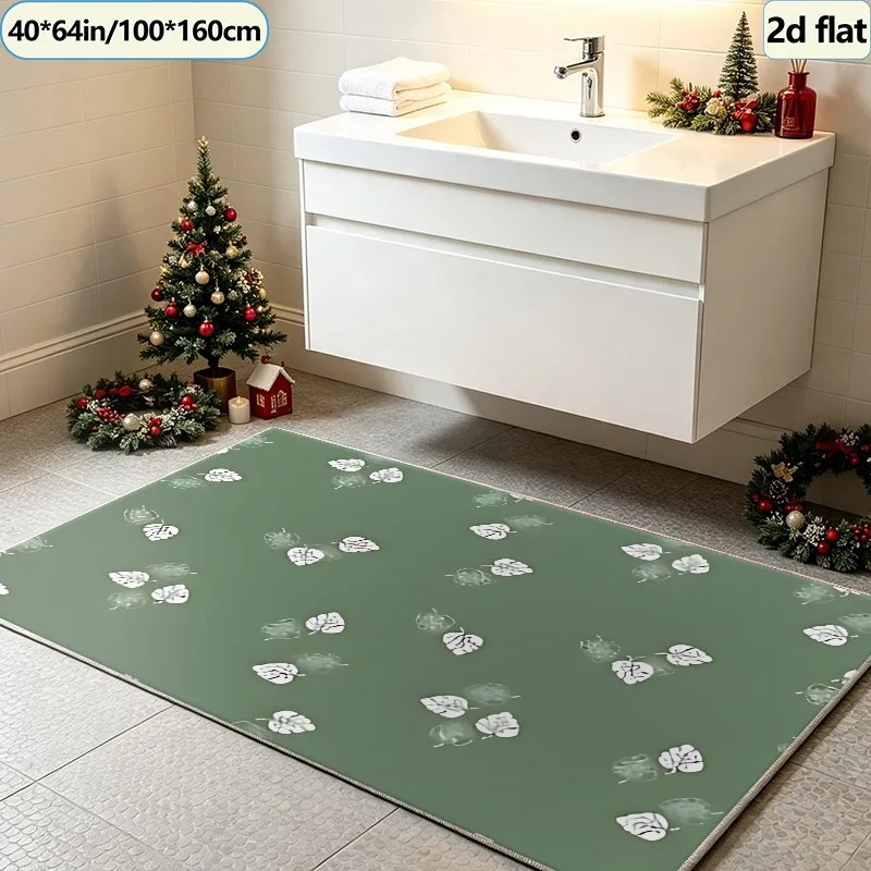 Sage Green Tropical Monstera Leaf Pattern Carpet Flooring, Boho Botanical Area Rug for Living Room Bedroom Home Interior Decor view 5