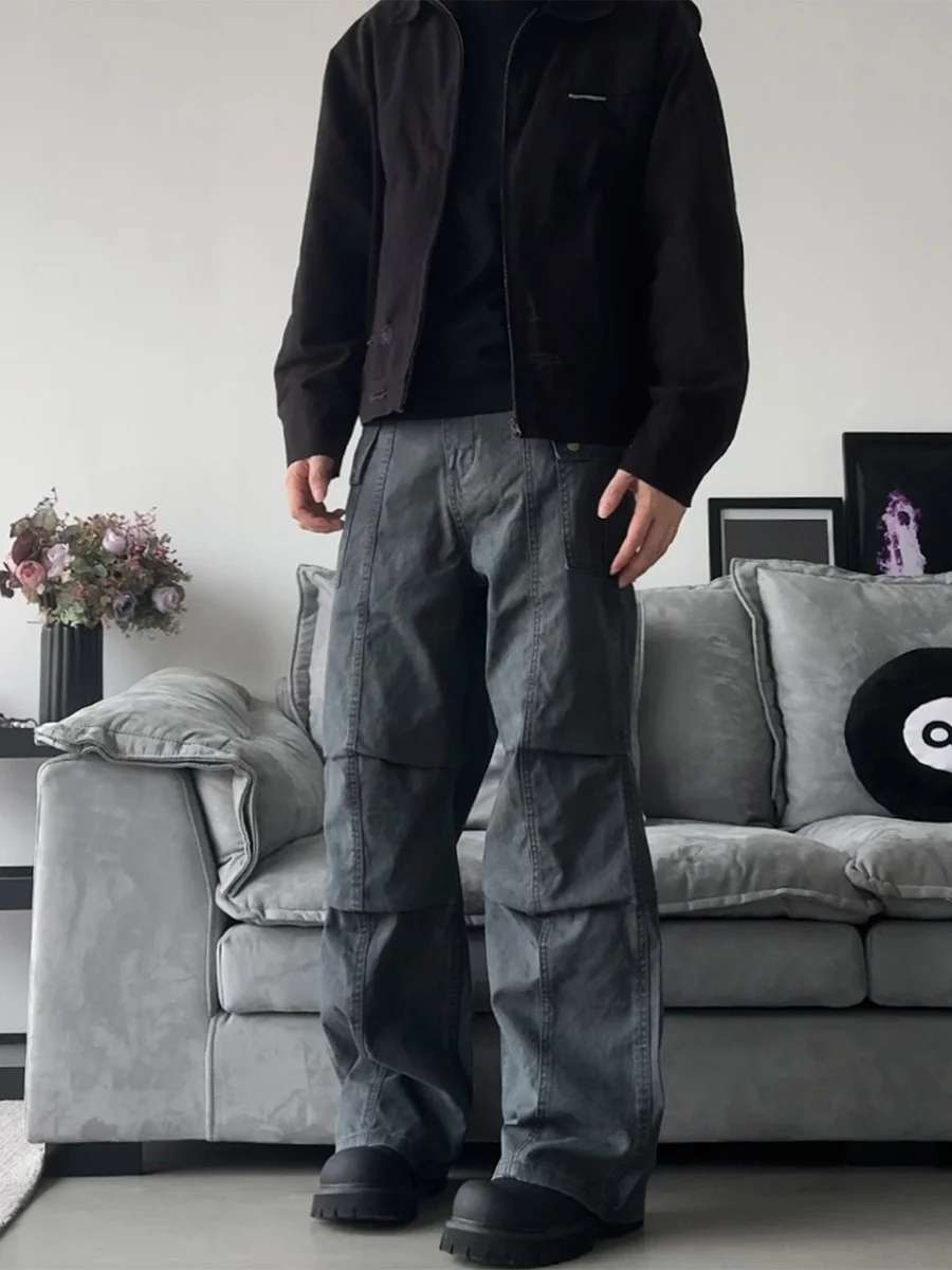 

American Sle ey Workwear Pants Men's Women's Cleanfit Loose Midline Double Pleat Vibe Straight Loose Jeans Trendy