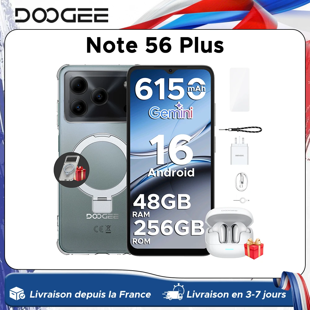 DOOGEE Note56 Plus VIP Smartphone 6150mAh Akku 6,56'' 90Hz Display 48GB+256GB Android 16 Mobiltelefon unterstützt Widevine L1