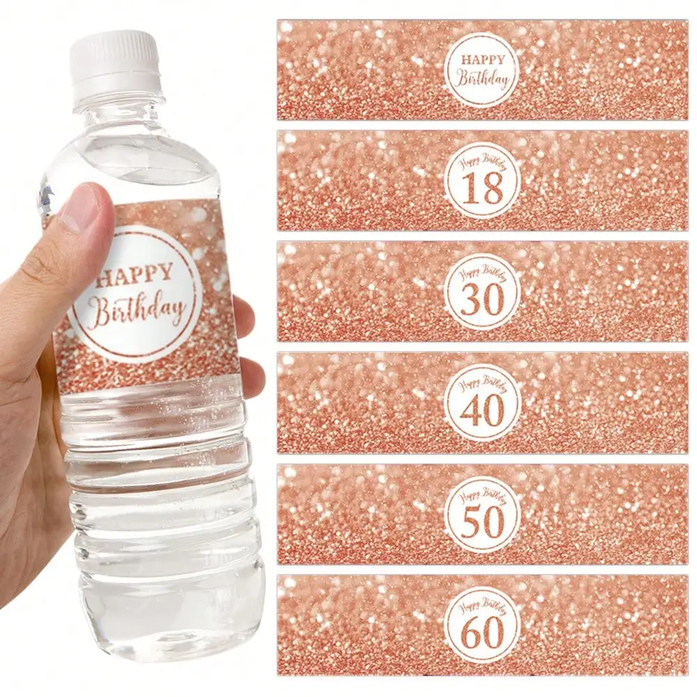 10pcs Happy Birthday 18 30 40 50 60th Year Old water Bottle Sticker Digital Label Happy Birthday Party Decoration Bottle Sticker