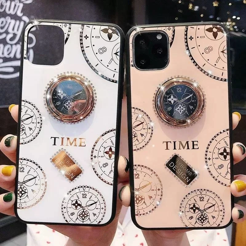 Capa de telefone de relógio de diamante, capa de luxo para iPhone 14, 13, 12, 11 Pro Max, X, XR, XS, 7, 8 Plus, SE 2020, 2022