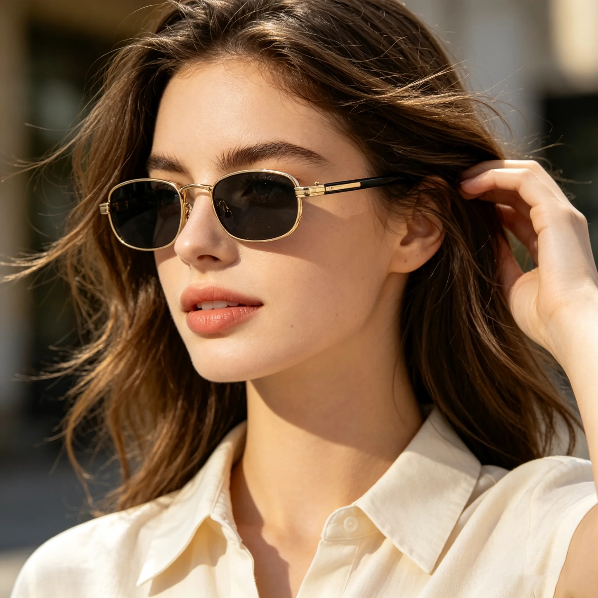 Y2K Kleine Rechteckige Sonnenbrille für Männer und Frauen UV400 Metalllegierungsrahmen Mehrfarbig Vintage Street Fashion Shades