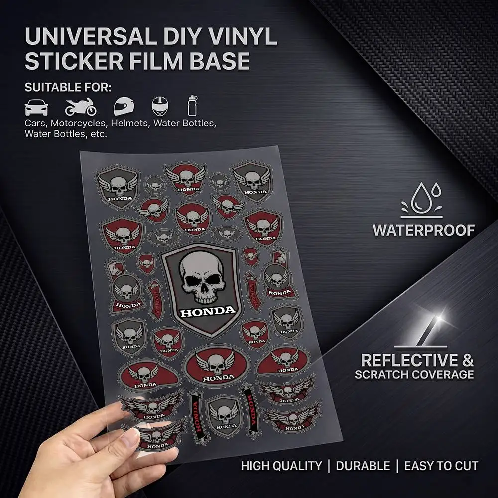 FOR HONDA SKULL Fashion Universal Scratch Resist Reflective Waterproof Stickers For Auto Motorcycle Helmet Mug Refrigerator