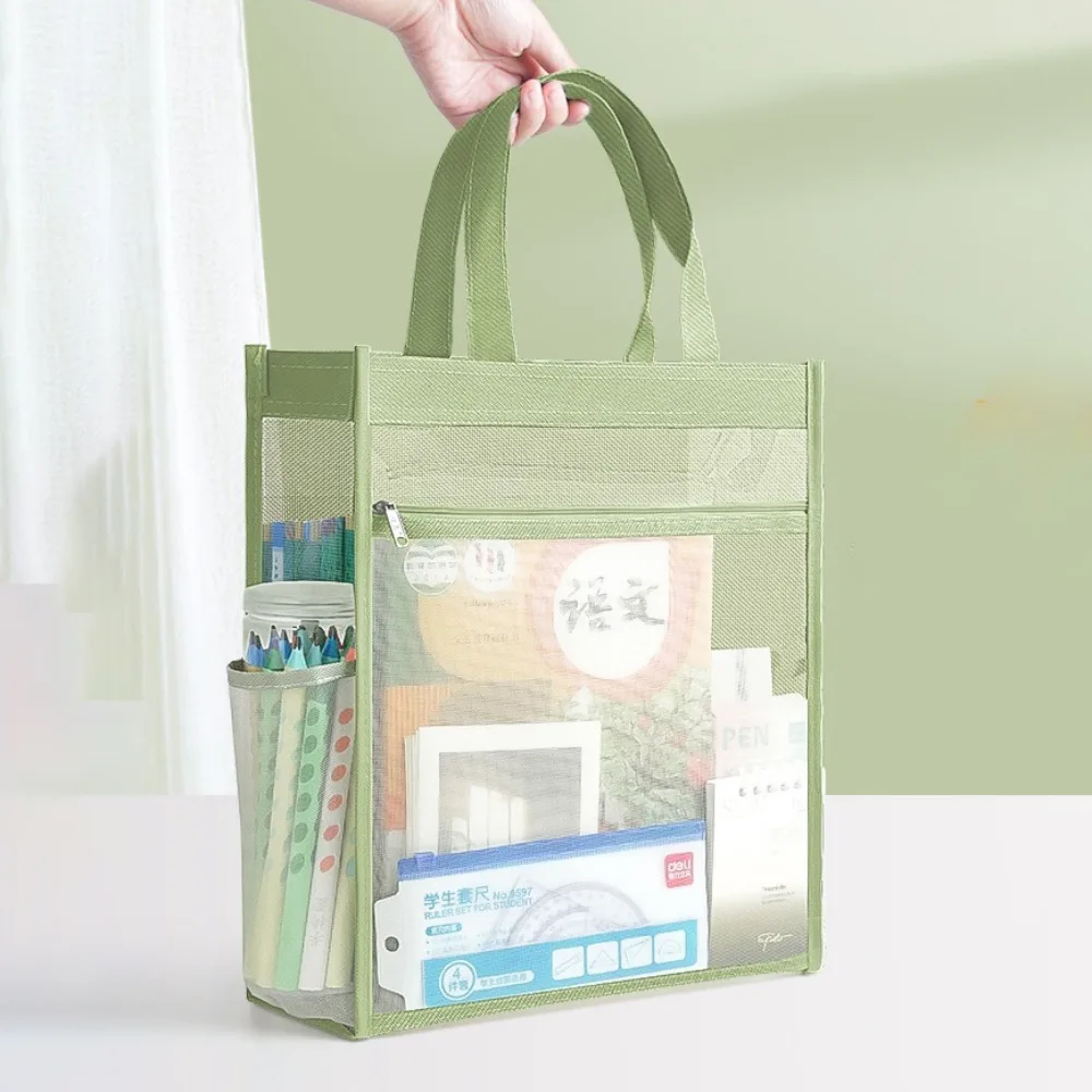 Mesh Stationery Storage Bag Transparent Large Capacity Document Bag Thickened Multifunctional Data Storage Bag