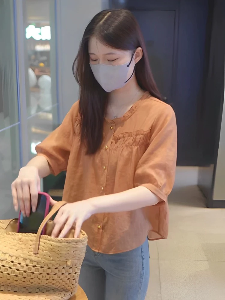 

Для похудения ort Sve irts для женщин Summer Sle Unique Beautiful Transparent Fiber Bubble Sve round Ne Casual irt