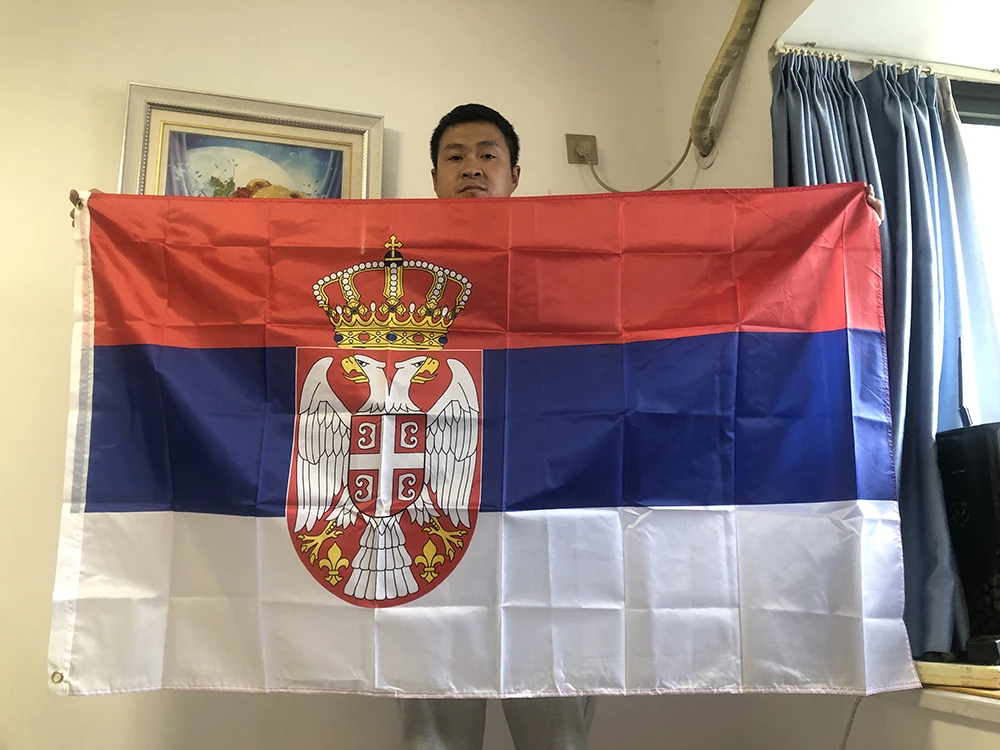 SKY FLAG 90x150cm Serbia Flaga 3x5fts Wysokiej jakości poliester Wiszące i latające flagi SRB RS Republika Srbija Serbia