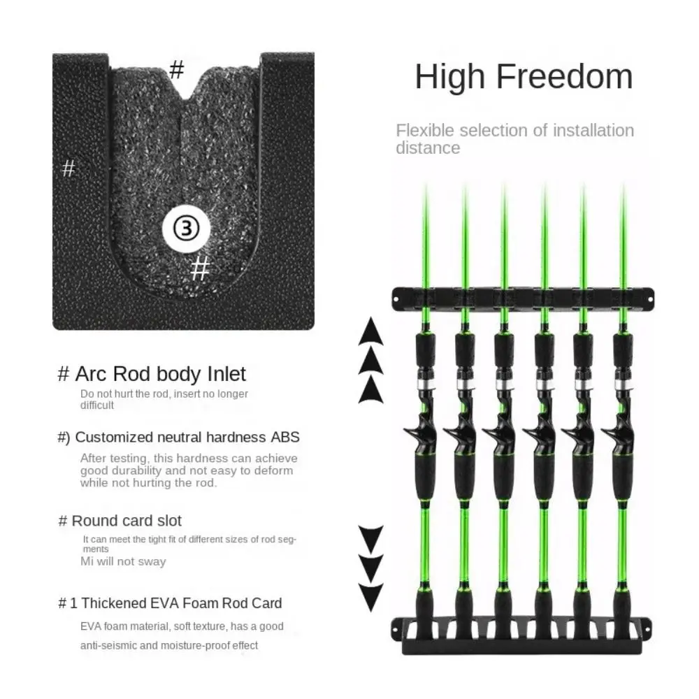 

6 Hole Fishing Rod Holders Vertical/Horizontal Wall Mount Fishing Rod Display Stand Save Space EVA Fishing Pole Storage Rack Men