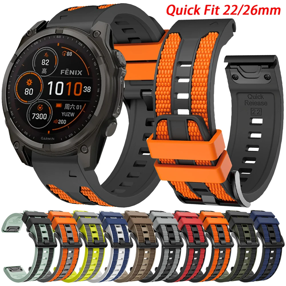 �y�Z�[�����z22/26MM�V���R���X�g���b�v Garmin Fenix 8 8Pro 47mm 51mm E/7/7X/6/6X Pro/5X Plus �E�H�b�`�o���h Epix/Enduro 3 QuickFit �u���X���b�g�Ή�