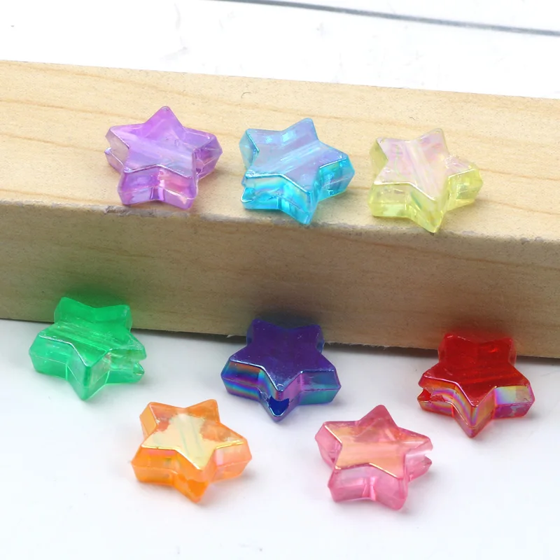 50pcs Transparent AB Color Five-pointed Star Acrylic Beads Loose Spacer Beads for Jewelry Making DIY Craft