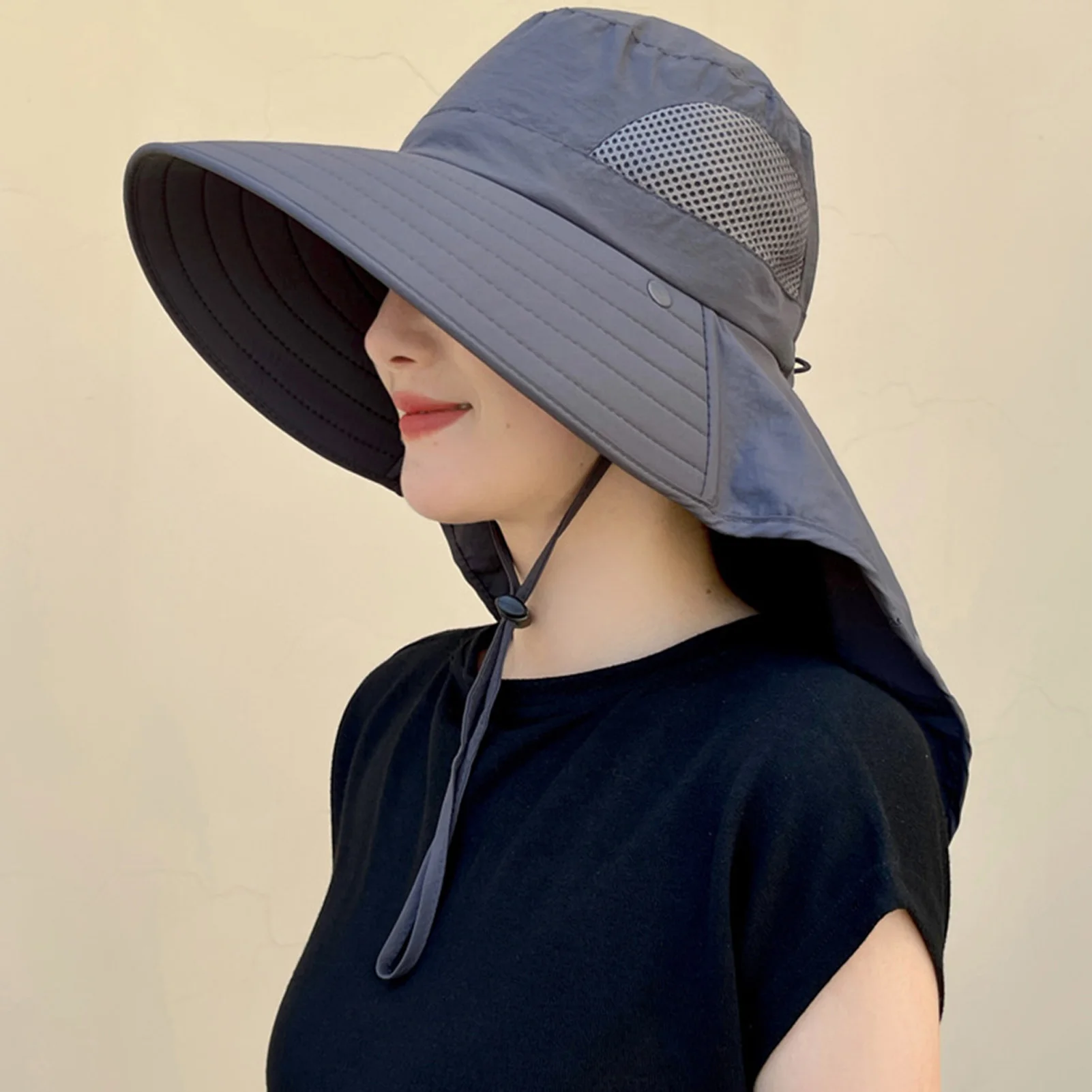 Sonnenschutz-Eimerhut mit breiter Krempe und Gesichtsmaske für Damen und Herren, Outdoor, Sommer, Angeln, Wandern, Reisen, 6 Farben