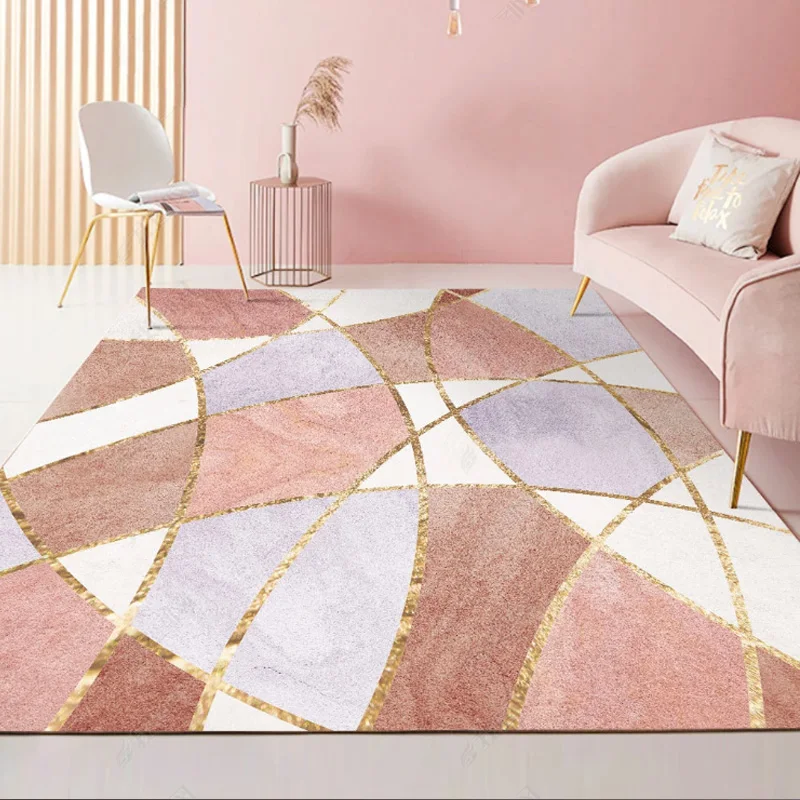 

Nordic Style Bedroom Decor Pink Carpet Large Area Carpets for Living Room Washable Lounge Floor Mat Anti-slip Cloakroom Soft Rug