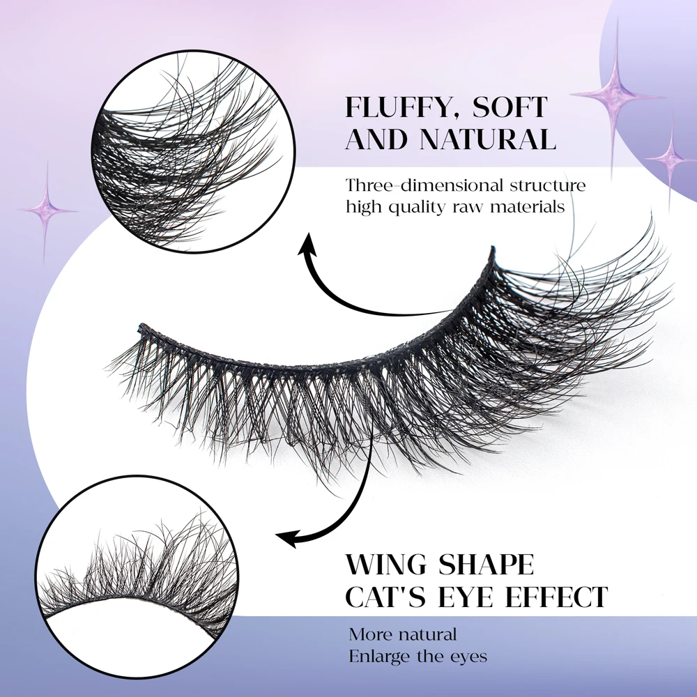 New Cat-Eye Mink Eyelashes Curled Winged Natural Realistic Messy End Eye Elongated Thick False Eyelashes Soft Fake Eyelashes