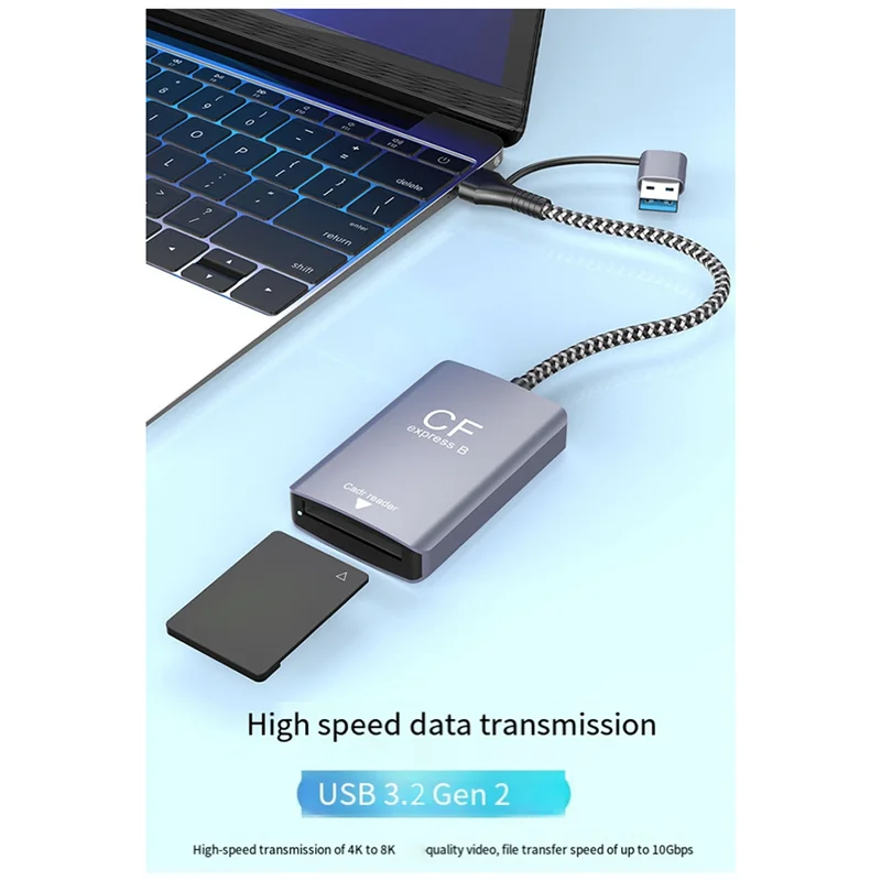 Superb 2 In 1 CF Express Type B Card Reader CF Express Card Reader Type B Adapter USB 3.2 10Gbps Portable CF Express Reader