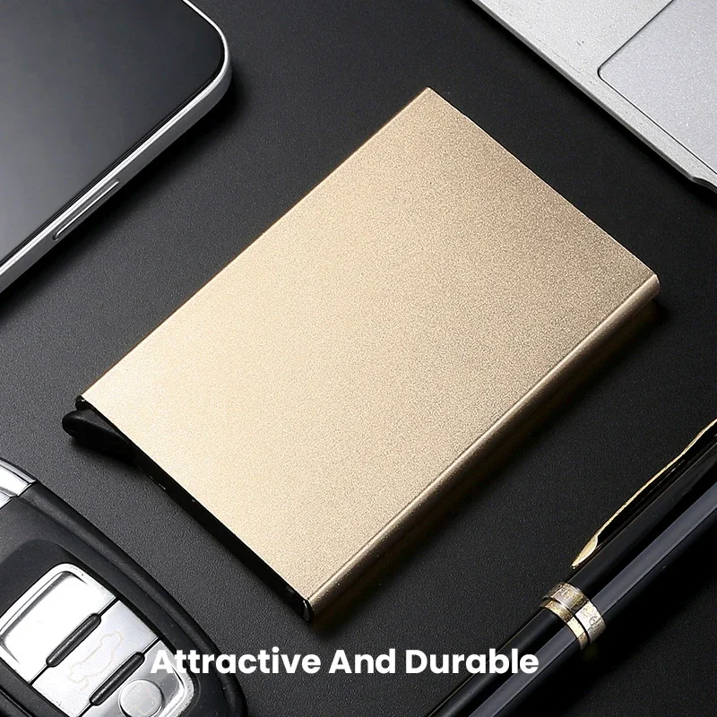 Rfid Smart Wallet Card Holder Metal Thin Slim Men Women Wallets Pop Up Minimalist Wallet Small Black Purse Vallet Walets for Men image 5
