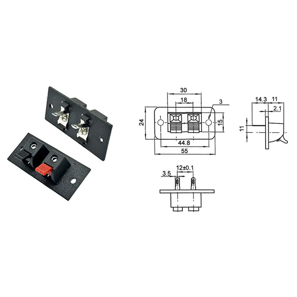 オーディオケーブルプッシュコネクタターミナル、スプリングスピーカープラグクリップ、電気機器、2つまたは4つの位置、1個