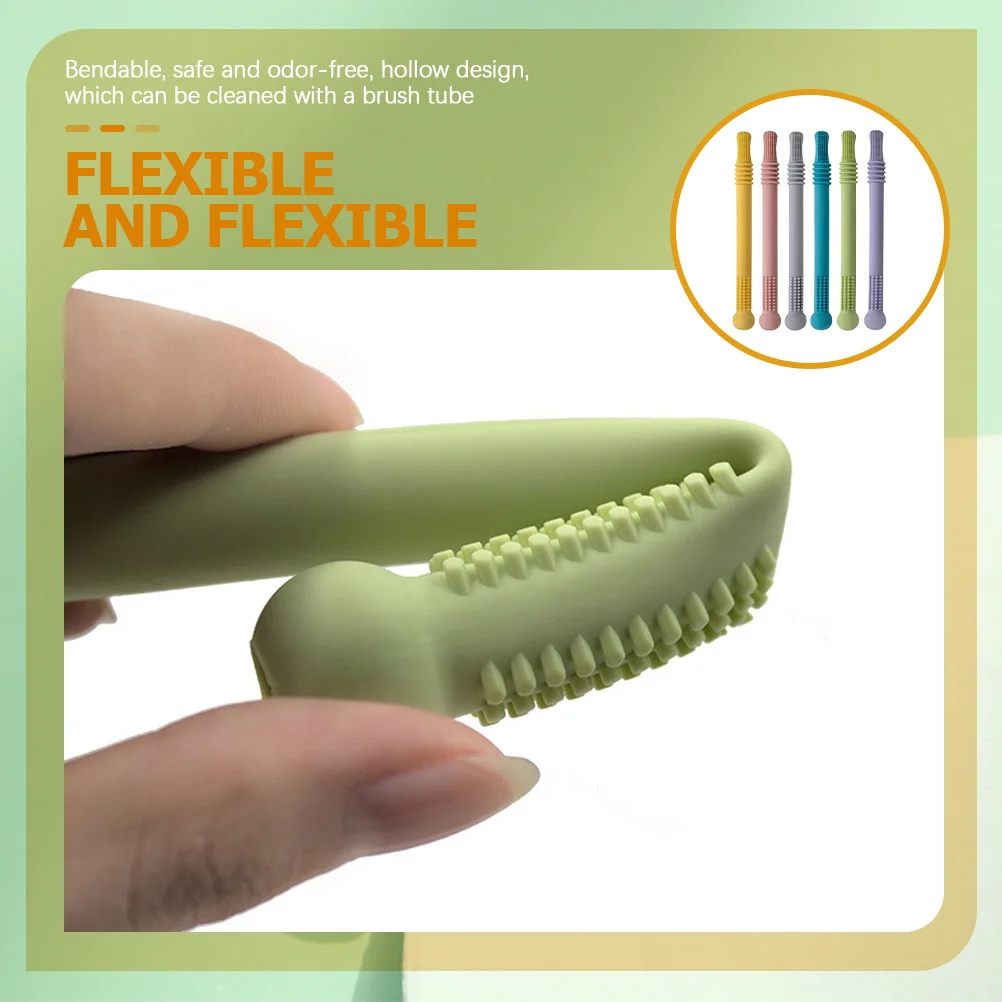 

6pcs Silicone Teething Tube Hollow Chew For Baby Molar Relief Sensory Development Infant Grinding Tool Teether