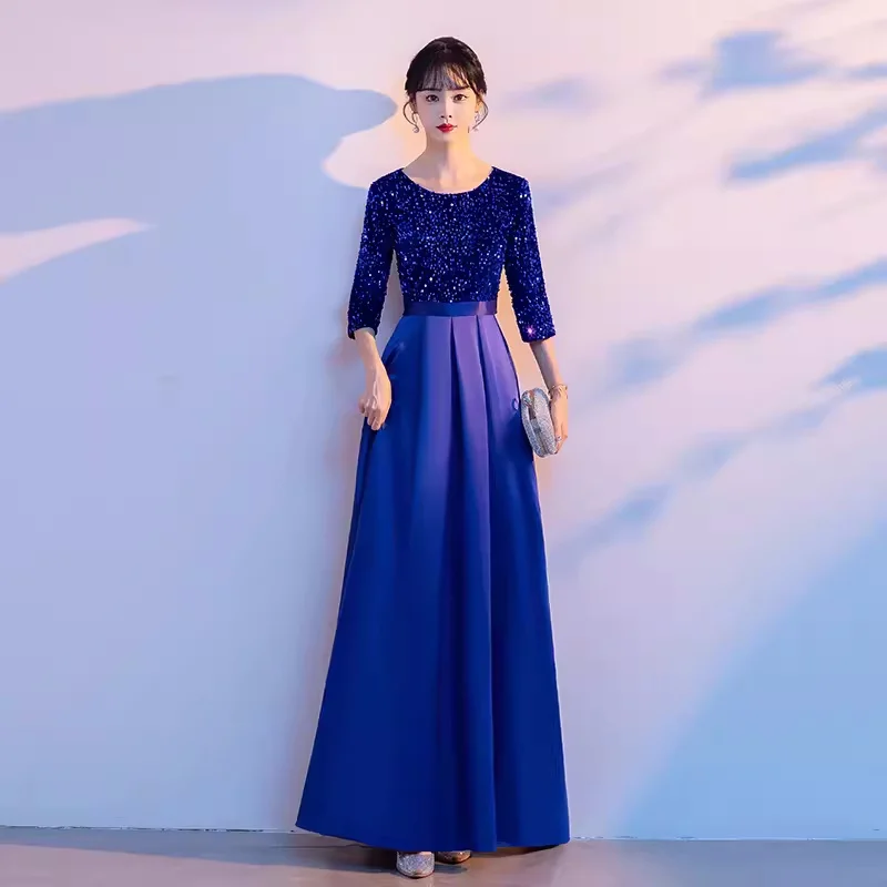 XXBY-0702#Female New Long Skirt Choral Performance Dress Female Host Competition Recitation Evening Dress Party prom Dresses