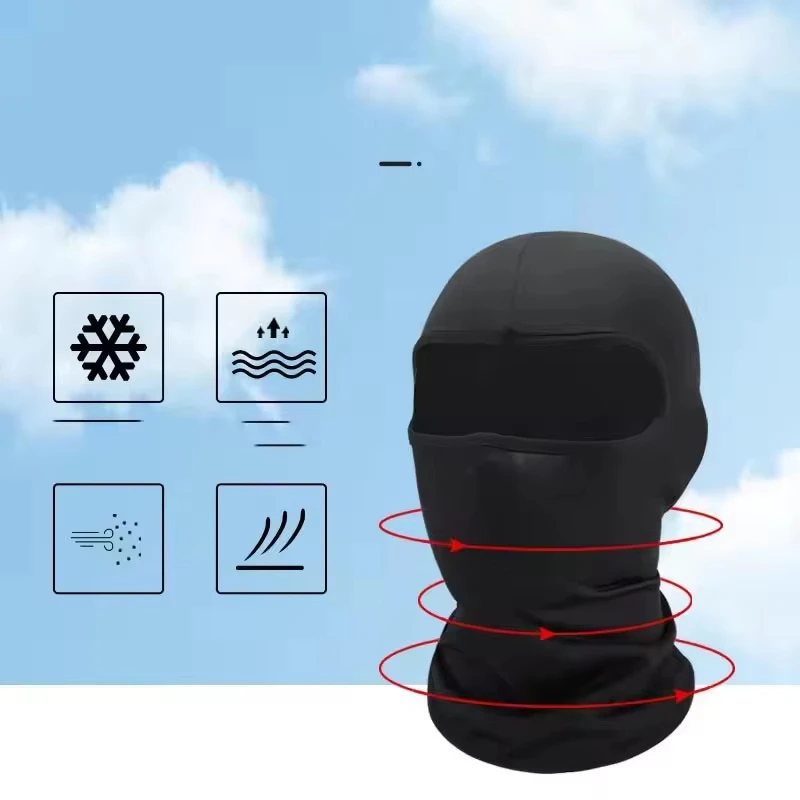 قناع الوجه الكامل الواقي من الشمس من الحرير الجليدي لصيد الأسماك في الهواء الطلق والدراجات النارية المقاوم للرياح والأشعة فوق البنفسجية قناع بالاكلافا الأسود