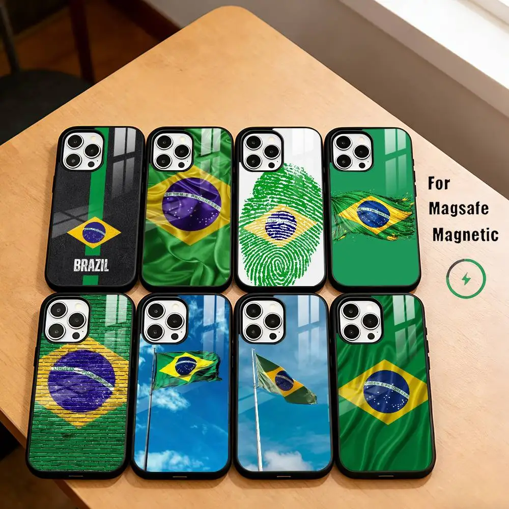 

Flag of B-Brazil Phone Case For iPhone17,16,15,14,13,12,11 Plus,Pro Magnetic For Magsafe Wireless Charging